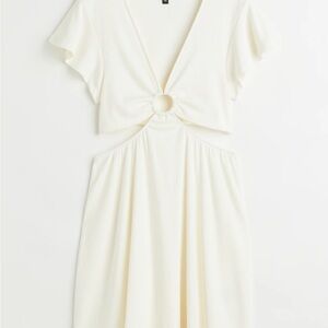 H&M White Cut Out Jersey Dress